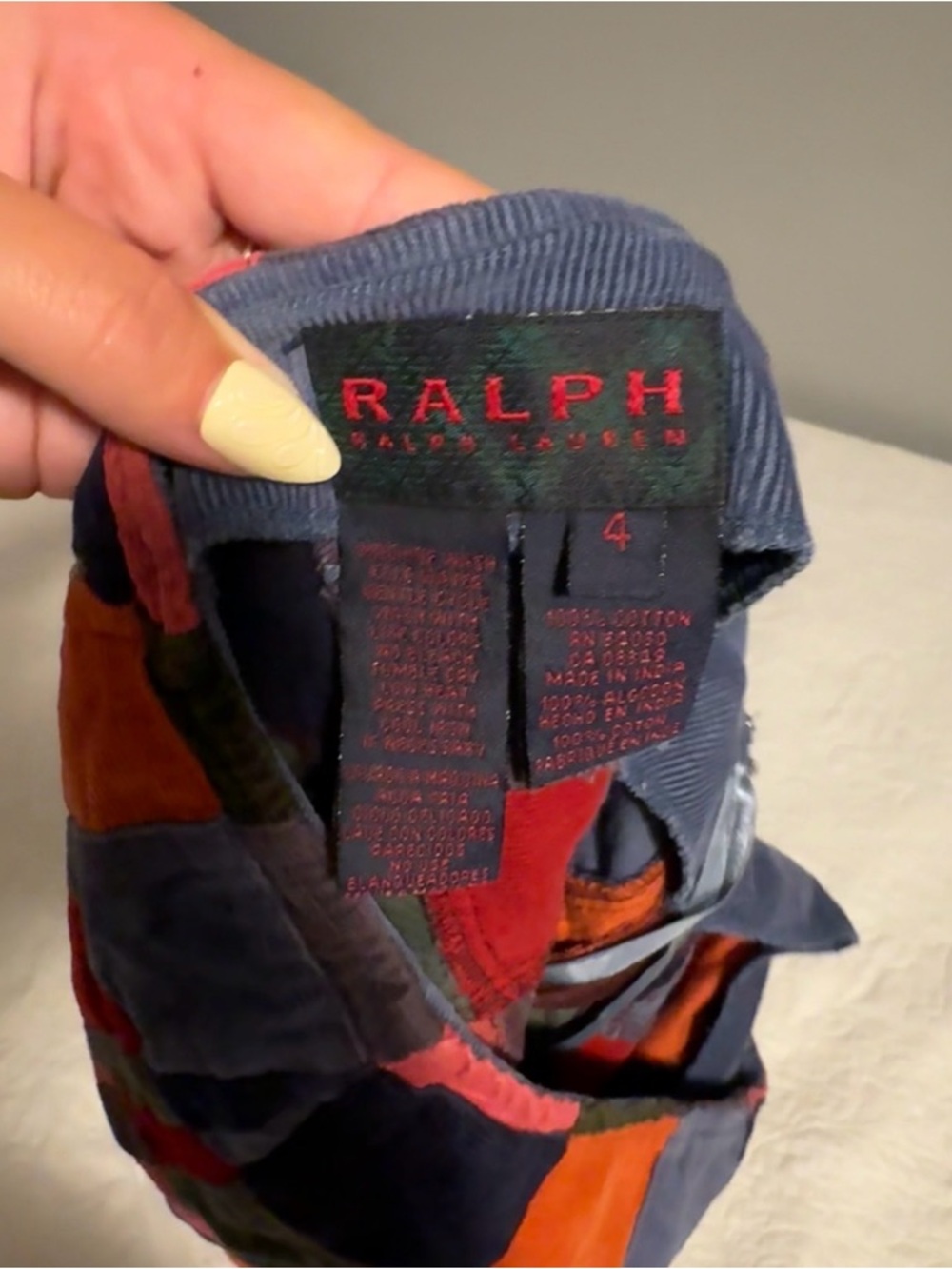 Ralph Lauren Patchwork Corduroy Pencil Skirt in Multicolor Squares - Picture 3 of 3